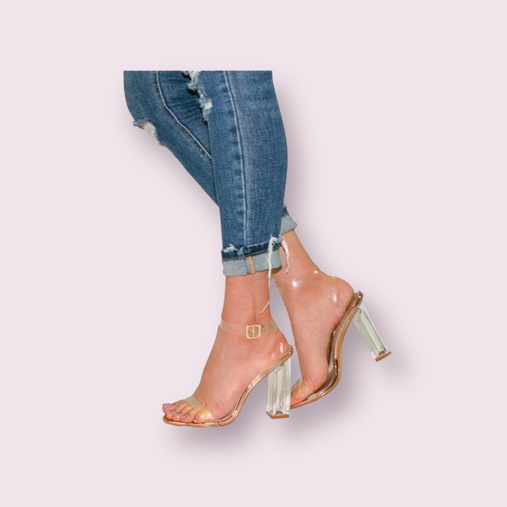 Clear Block High Heels, Transparent Strappy Open Toe Sandals Women’s Size 10 …